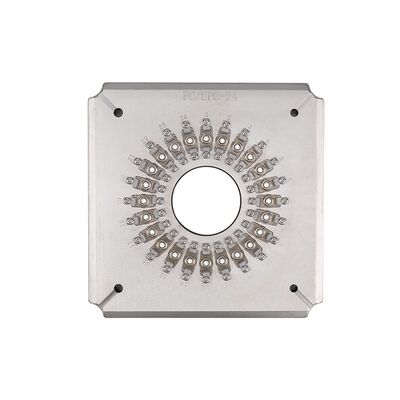 Jig de pulido de fibra óptica de 24 puertos con soporte de ferrules de 2,5 mm y construcción de acero inoxidable S136 para uso FTTH