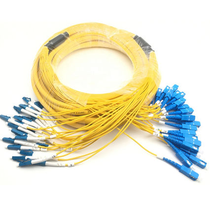 1-3M Lc al cordón de remiendo de la fibra del Lc, cordón de remiendo a una cara del cable del desbloqueo de la chaqueta amarilla
